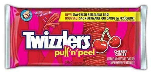 TWIZZLERS Licorice Candy, Cherry Pull N' Peel, Party Pack, 396 Gram