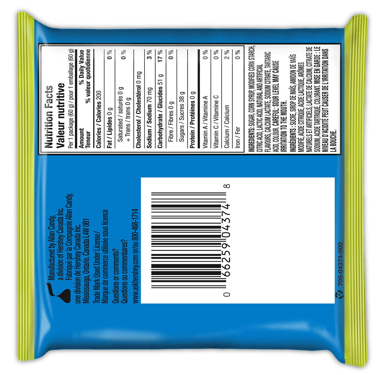 Jolly Rancher Fruity Sours Candy, 60g/2.1oz, per (18 Pack) {Imported from Canada}