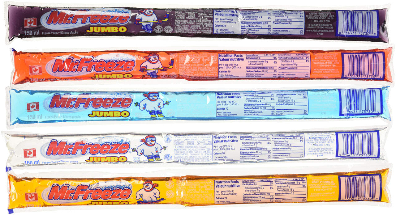 Mr. Freeze Jumbo Ice Pops, Juice Bars & Other Frozen Beverages From Canada