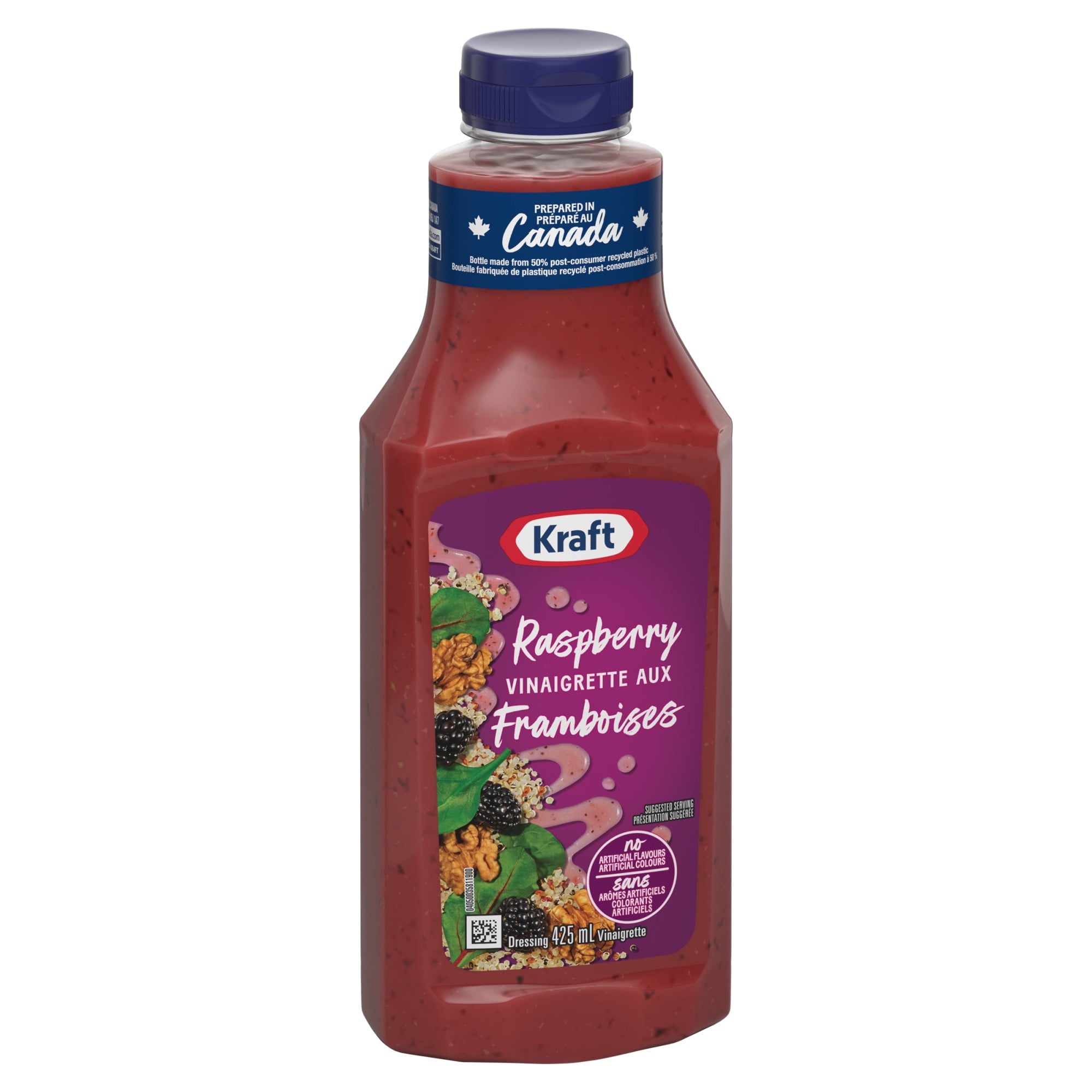 Kraft Raspberry Vinaigrette Dressing 425ml/14.4 oz., Bottle, front of bottle