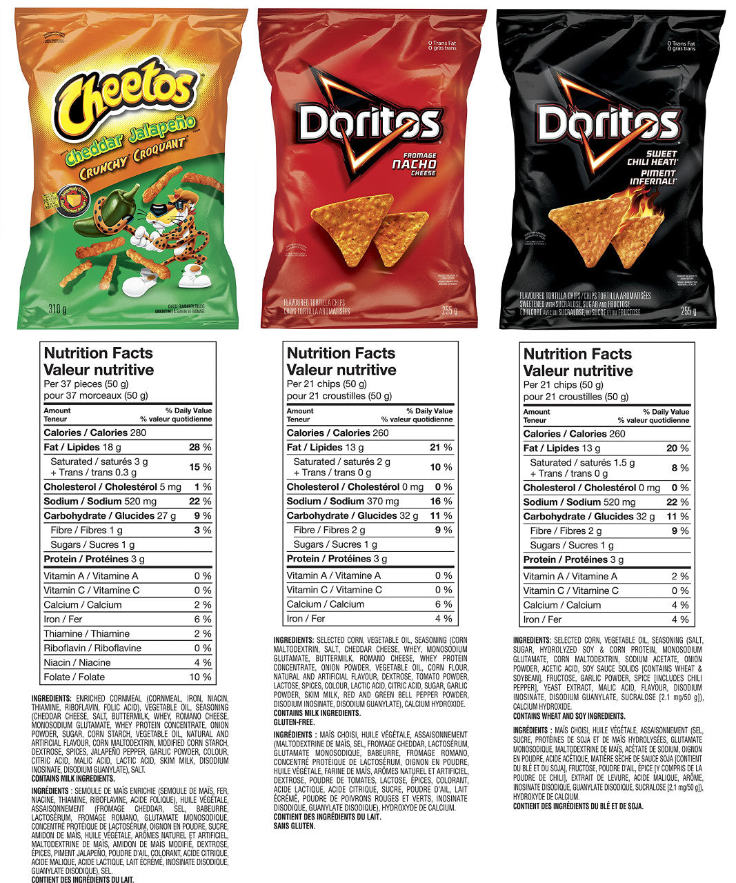 Frito-Lay Doritos & Cheetos Variety Pack (3pk), 820g/29 oz {Imported from Canada}