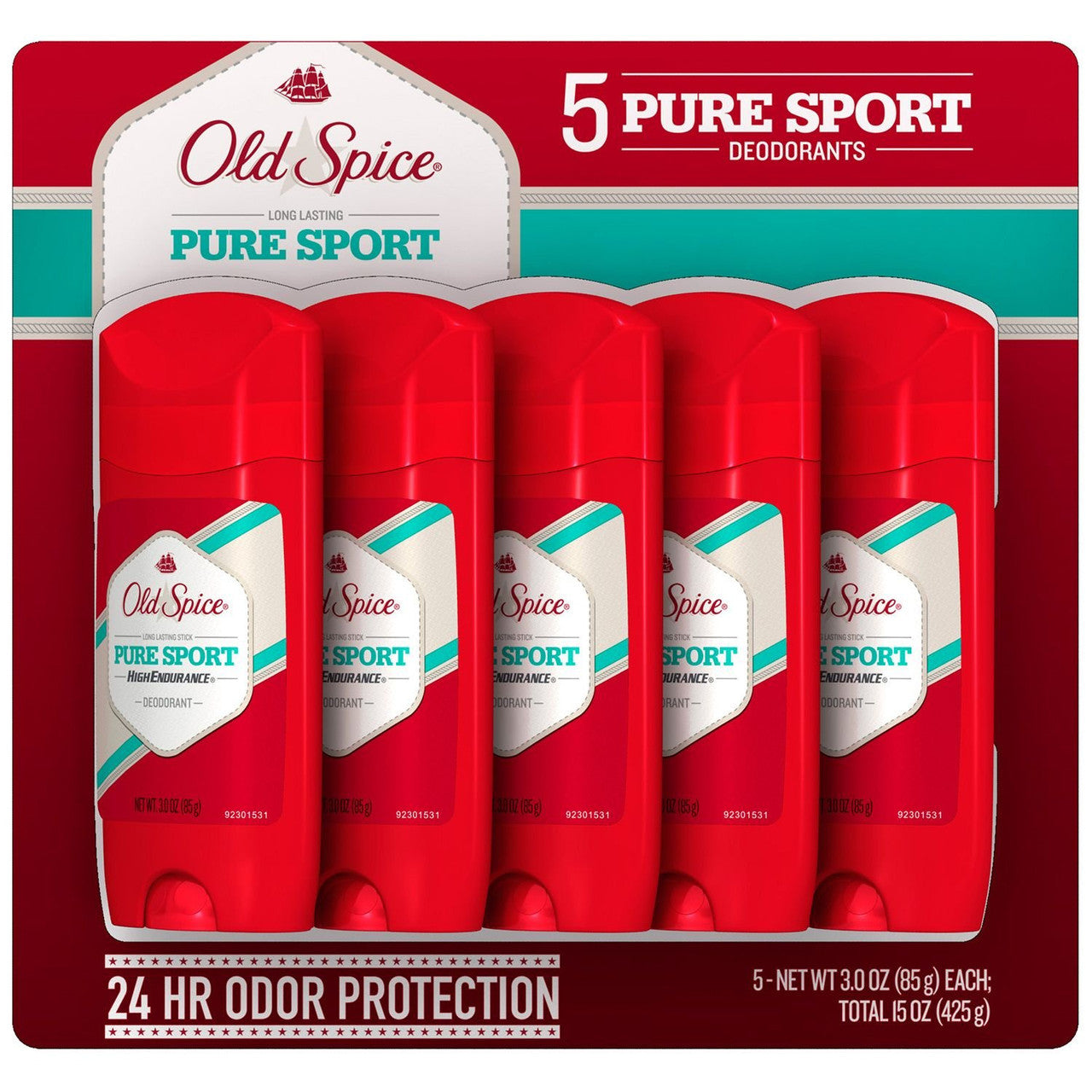 Old Spice High Endurance Pure Sport Scent Men's Deodorant (3.0 oz - 10 Pack) {Imported from Canada}