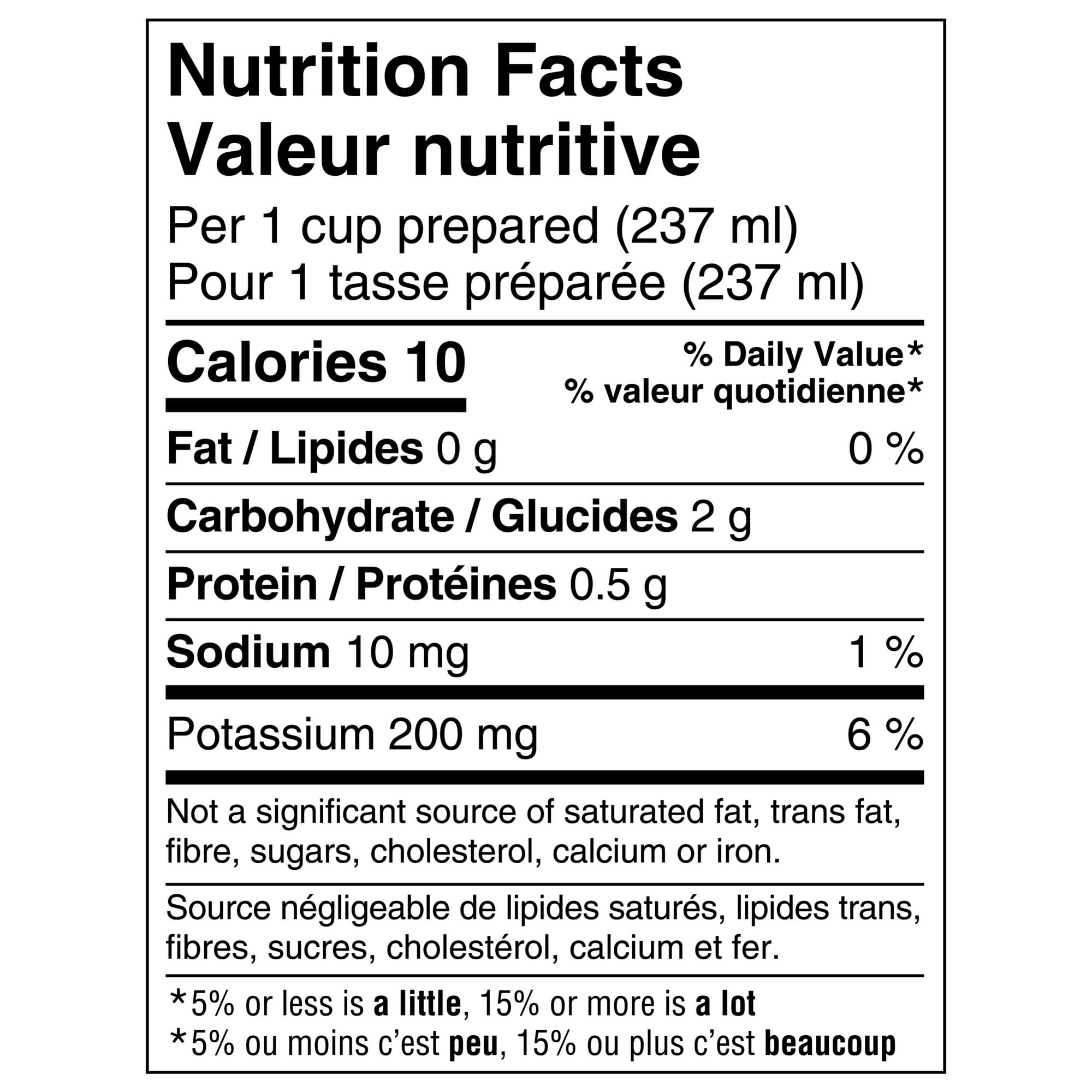 Starbucks Iced Coffee Signature Black, nutrition label