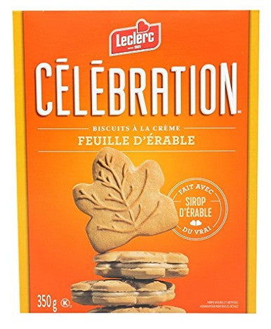 Leclerc Celebration Maple Leaf Creme Cookies, 350g/12.3 oz., (Imported from Canada)