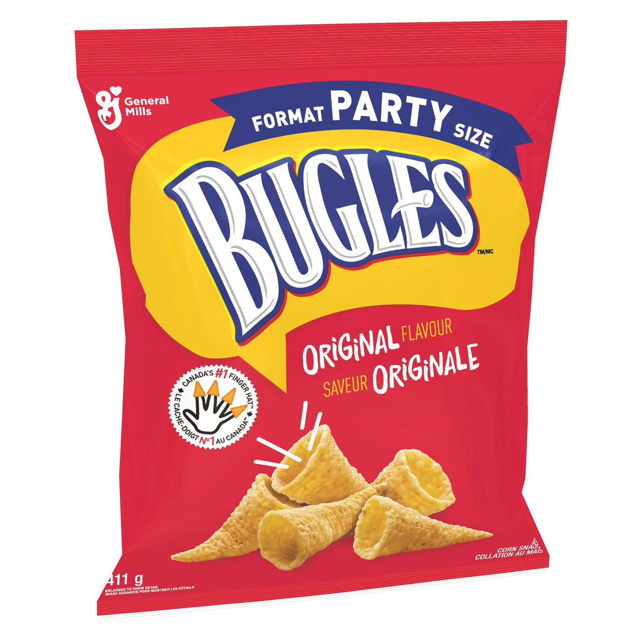 Bugles Original Flavour Corn Snacks Party Size, 411g/14.5 oz., {Imported from Canada}