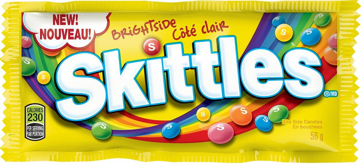 Skittles Brightside Candy 56g/1.97oz.  24 Count {Imported from Canada}