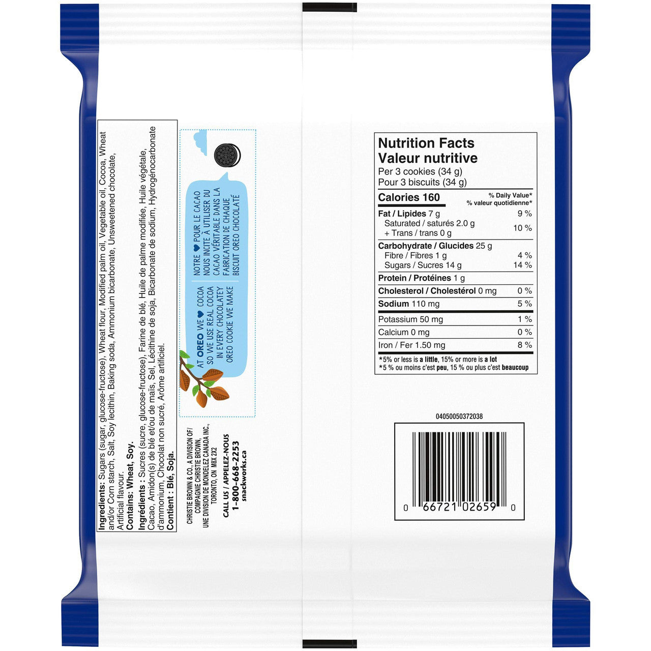 Christe Oreo Original Cookies, 270g/9.5 oz., Bag, {Imported from Canada}