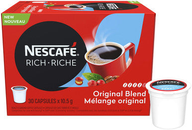NESCAFE Rich Original Roast & Ground Coffee Capsules, K-Cup Compatible Pods, 30 Capsules {Imported from Canada}