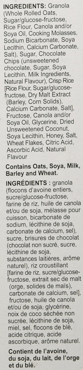 Kirkland Soft and Chewy Chocolate Chip Granola- 60x24g{Imported from Canada}