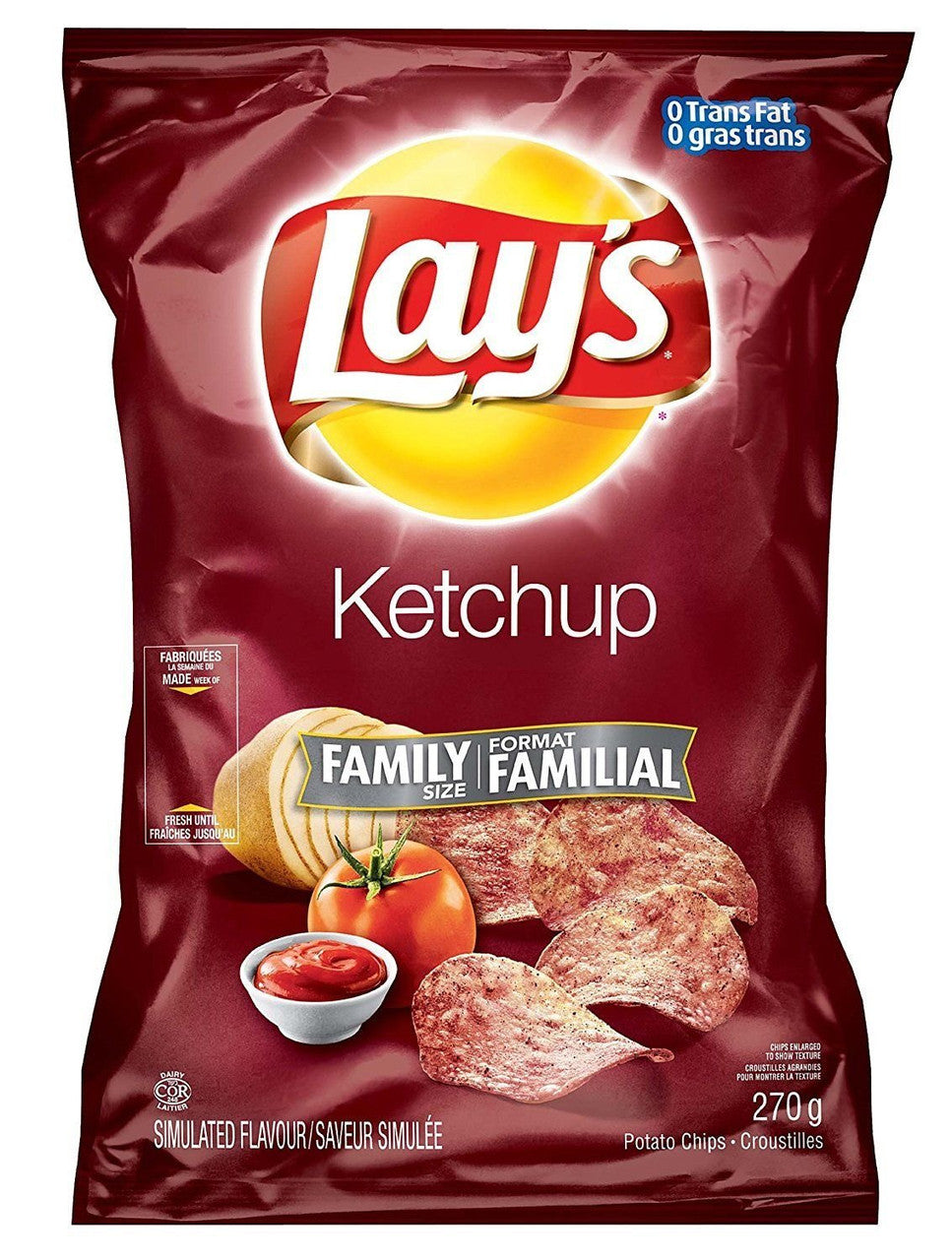 Canadian Imported Potato Chips - Large Family Size - Frito Lays Ketchup