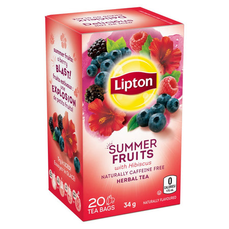 Lipton Summer Fruits Herbal Tea Bags 20 ct {Imported from Canada}