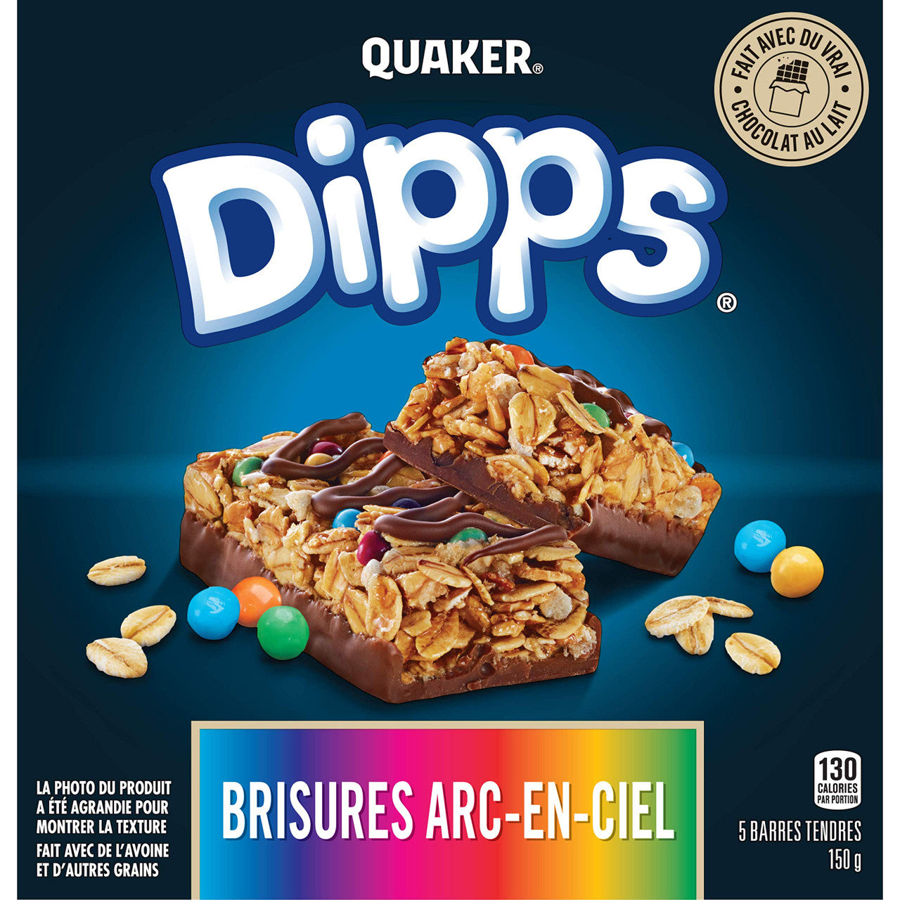 Quaker Dipps Rainbow Chips, 5 Bar Pack (Pack of 12) {Imported from Canada}