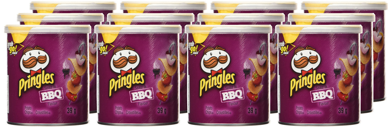 Pringles BBQ Potato Chips 39g/1.4oz, Cans, 12pk, {Imported from Canada}