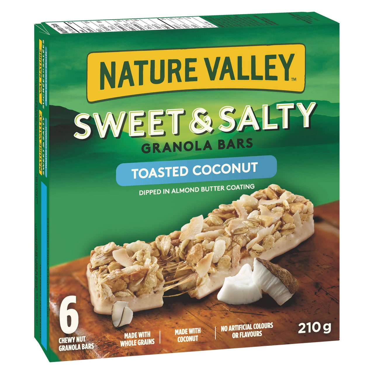 NATURE VALLEY Sweet & Salty Toasted Coconut Granola Bars, 6 Bars, 210g/7.4 oz., Box, {Imported from Canada}
