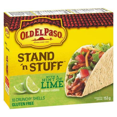Old El Paso, Stand 'n Stuff Taco Shells, Hint of Lime, 153g/5.4oz., {Imported from Canada}
