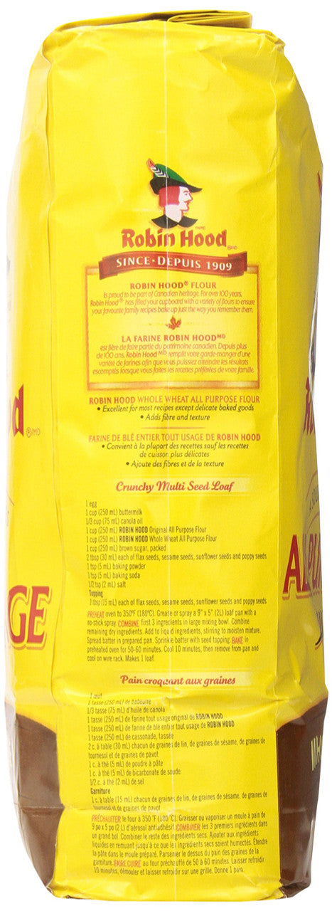 Robin Hood Whole Wheat All Purpose Flour 2.5kg/5.51lbs, (Imported from Canada)