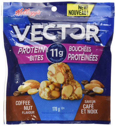 Kellogg's Vector Protein Bites, Coffee Nut Flavour, 170g/6oz. (Imported from Canada)
