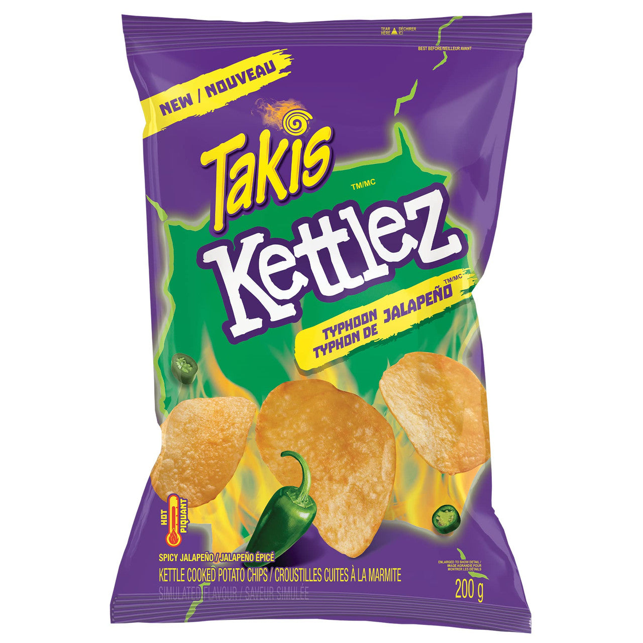 Takis Kettlez Typhoon Jalapeno Kettle Cooked Chips, 200g/7.1 oz, {Imported from Canada}