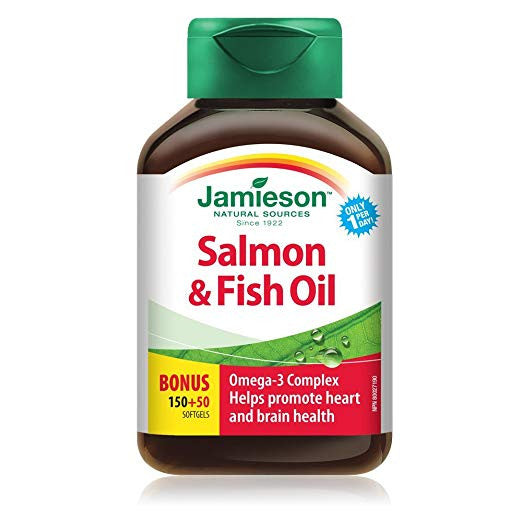 Jamieson Salmon & Fish Oils Omega-3 Complex 200ct Bottle 1,000 mg {Imported from Canada}