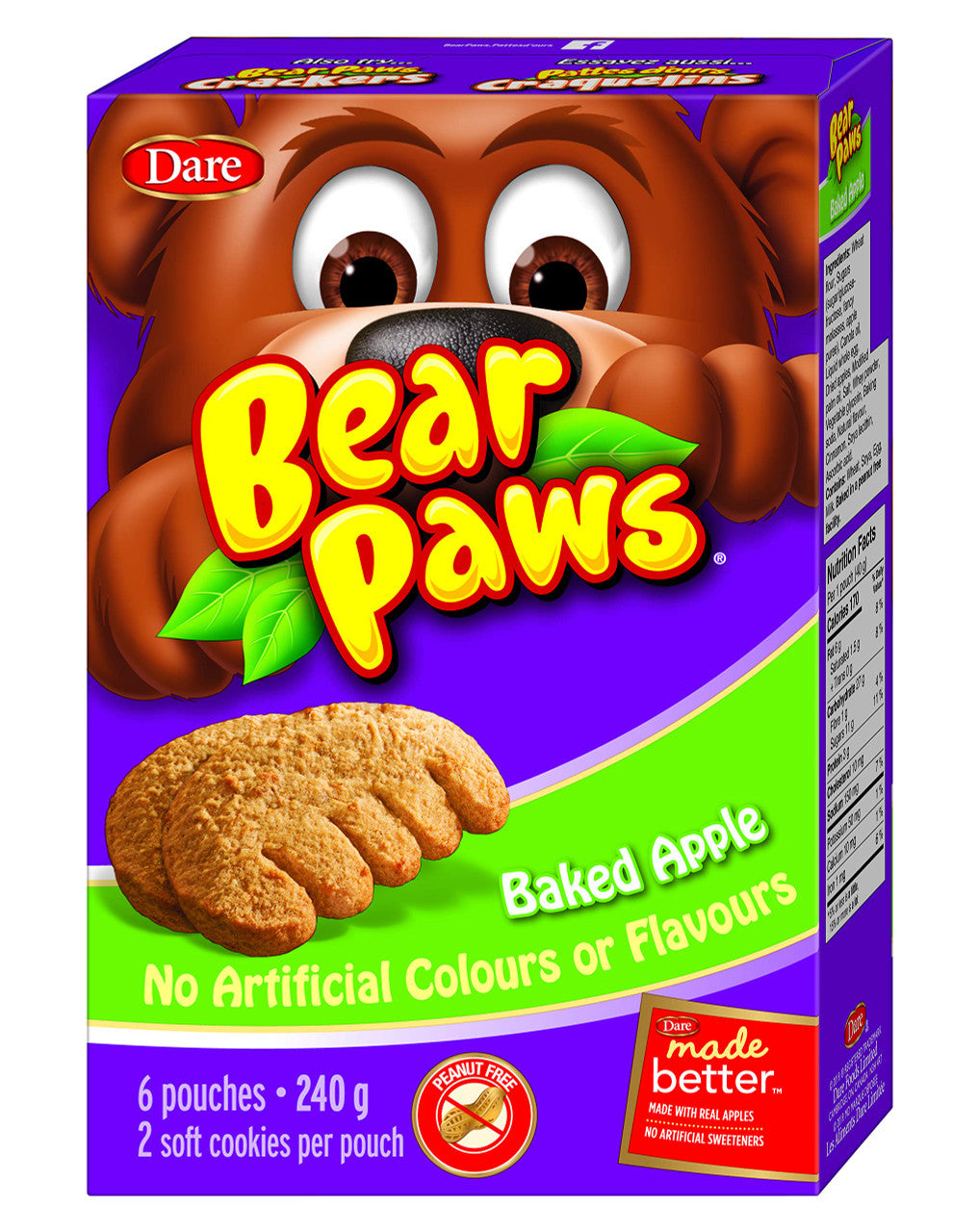 Dare Bear Paws, Baked Apple Soft Cookies, 270g/9.5oz., {Imported from Canada}