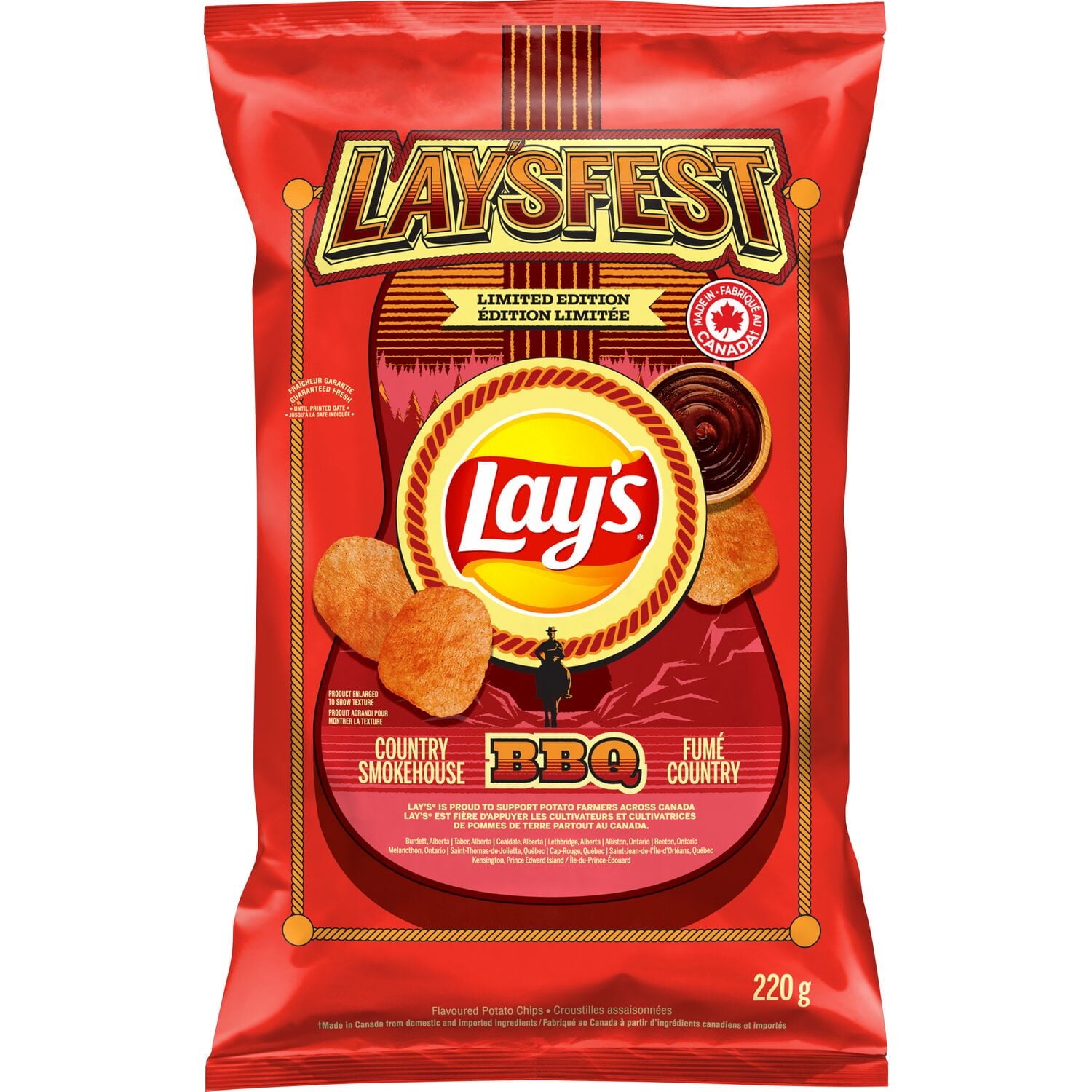 Lays LAYSFEST BBQ Potato Chips, 220g/7.8 oz - Front