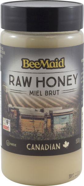 BeeMaid Raw Honey Canada #1 White, 500g/17.6oz, (Imported from Canada)