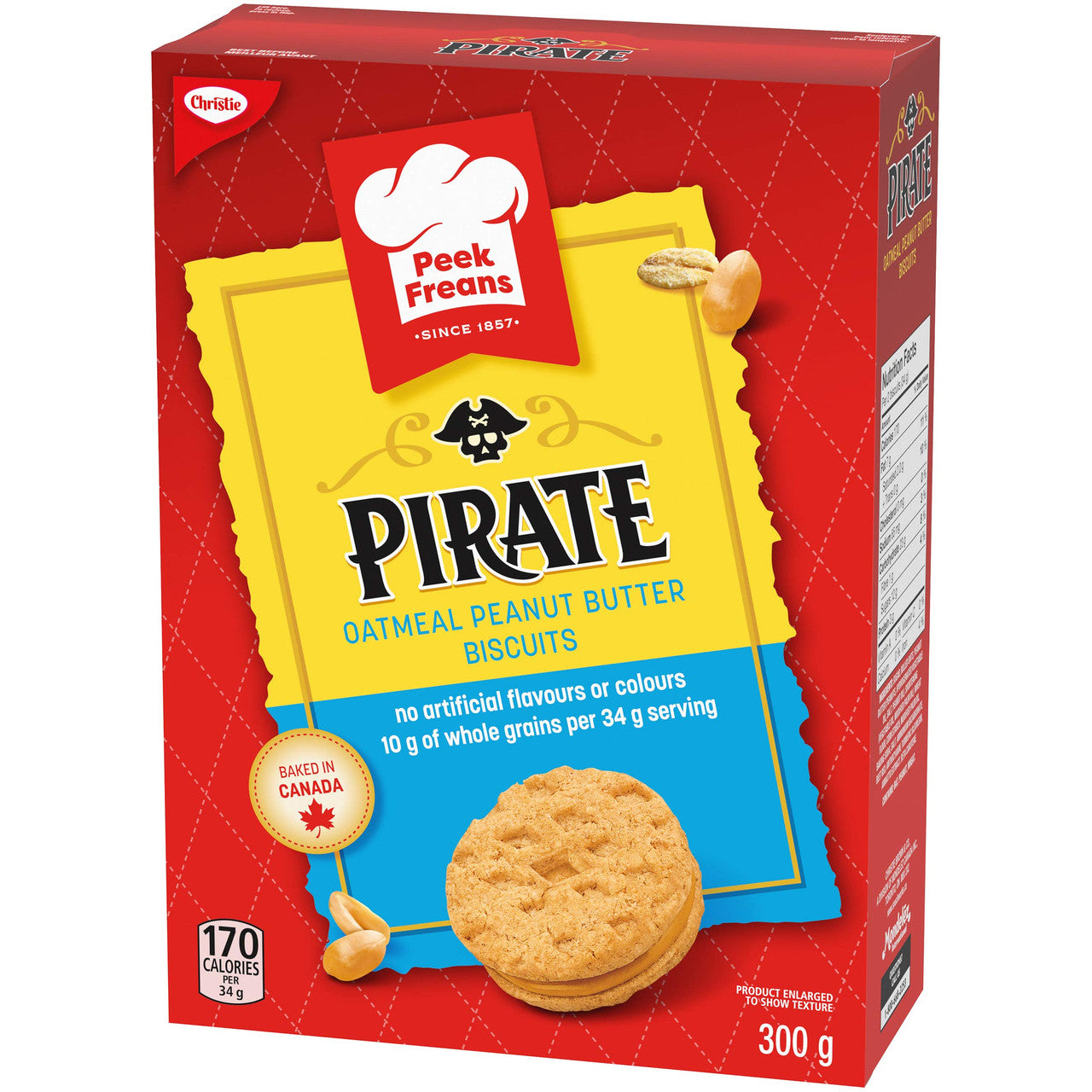 Christie Peek Freans Pirate Peanut Butter Oatmeal Cookies, 300g/10.6 oz., {Imported from Canada}