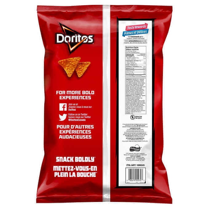Doritos Nacho Cheese Tortilla Chips, 730g/1.6 lb. - Back