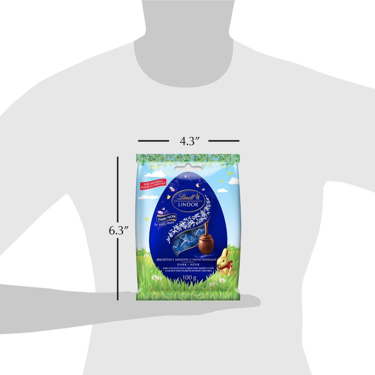 Lindt Lindor Dark Chocolate Eggs, 100g/3.5 oz. - Size Chart