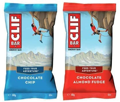 Clif Nutritional Supplement Energy Bars, 22 x 68 Grams : 11 Chocolate Chip and 11 Chocolate Almond Fudge {Imported from Canada}