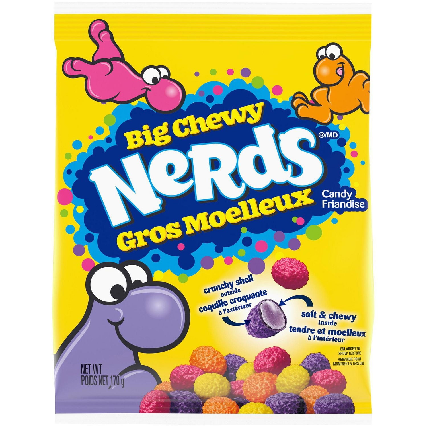 Nerds Big Chewy Candy, 170g, front of bag.