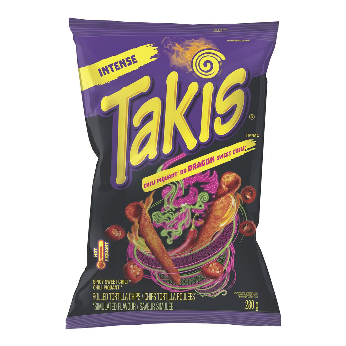 Takis Dragon Sweet Chili Rolled Tortilla Chips, 280g/9.8 oz., Bag {Imported from Canada}
