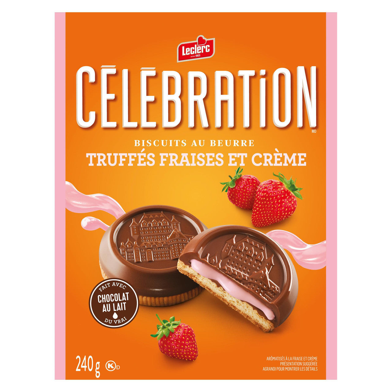 Leclerc Celebration Strawberry & Creme Truffle Cookies, 240g/8.5 oz. Box {Imported from Canada}