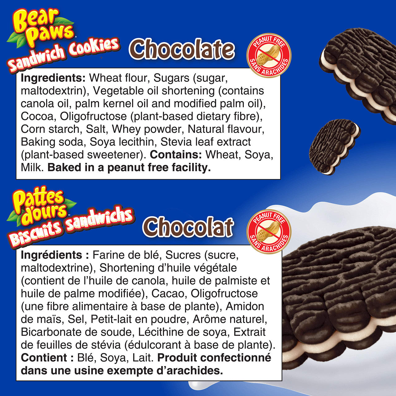 Dare Bear Paws, Chocolate Sandwich Cookies, Family Pack, 336g/11.9 oz. (12 Pouches) {Imported from Canada}