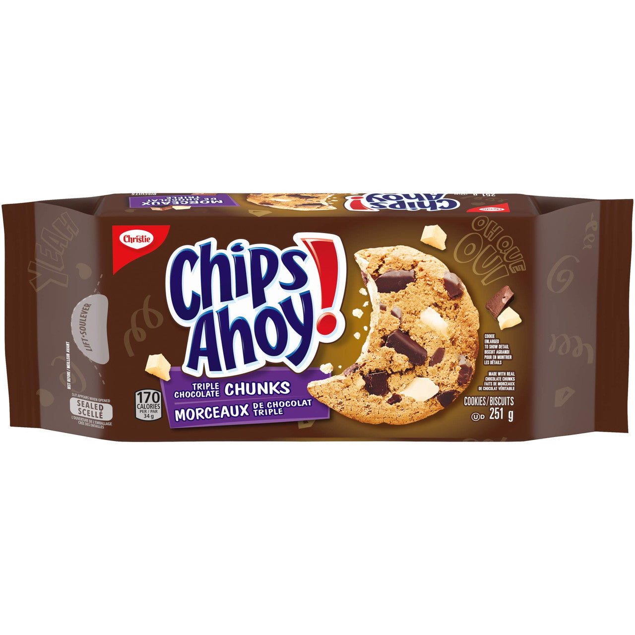 Christie Chips Ahoy Triple Chocolate Chunks Chocolate Chip Cookies, 251g/8.9oz {Imported from Canada}