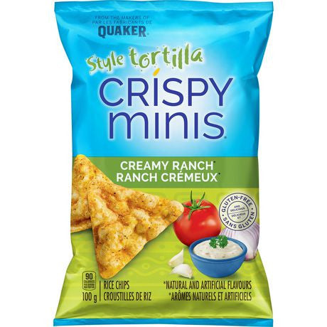 Quaker Crispy Rice Chips Creamy Ranch Tortilla Style 100g/3.5 oz., {Canadian}