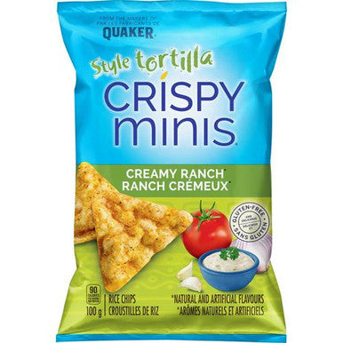 Quaker Crispy Rice Chips Creamy Ranch Tortilla Style 100g/3.5 oz., {Canadian}