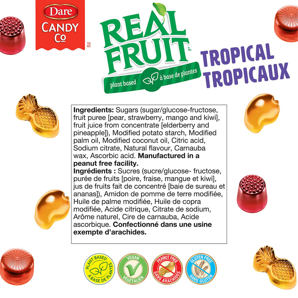 Dare RealFruit Gummies,Tropical Flavour, 350g/12.3oz., Bag, {Imported from Canada}