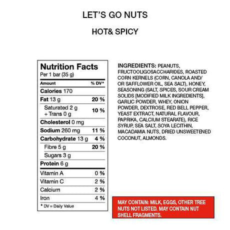 Leclerc Let's Go Nuts Gluten Free Hot & Spicy Nut Bars (4ct) 140g/4.9 oz {Imported from Canada}