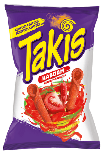 Takis Rolled Tortilla Chips, Kaboom Ketchup Sriracha Flavor, 280g/9.9 oz. {Imported from Canada}