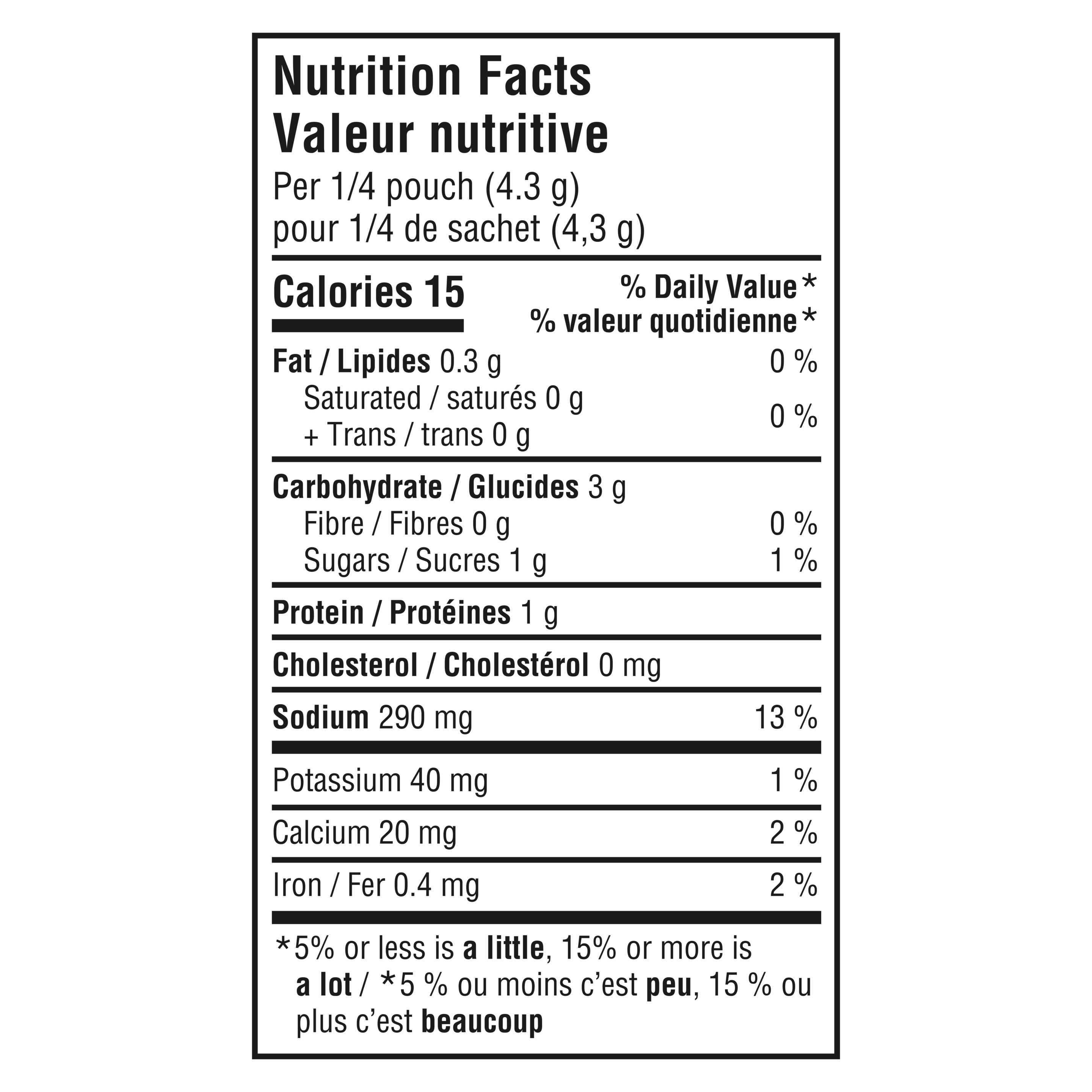 Knorr Pesto Sauce Mix, 17g, nutrition label.