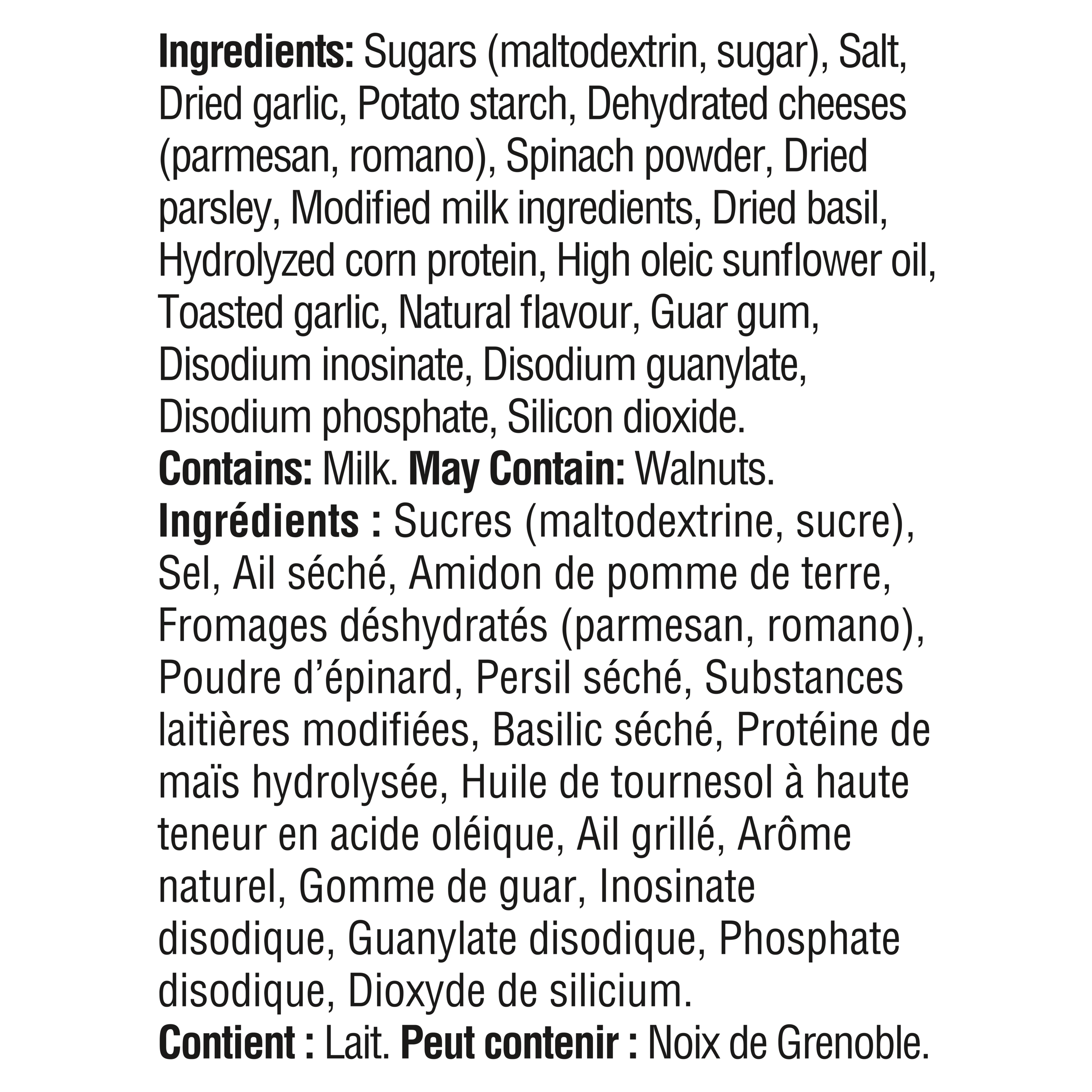 Knorr Pesto Sauce Mix, 17g, ingredients label.