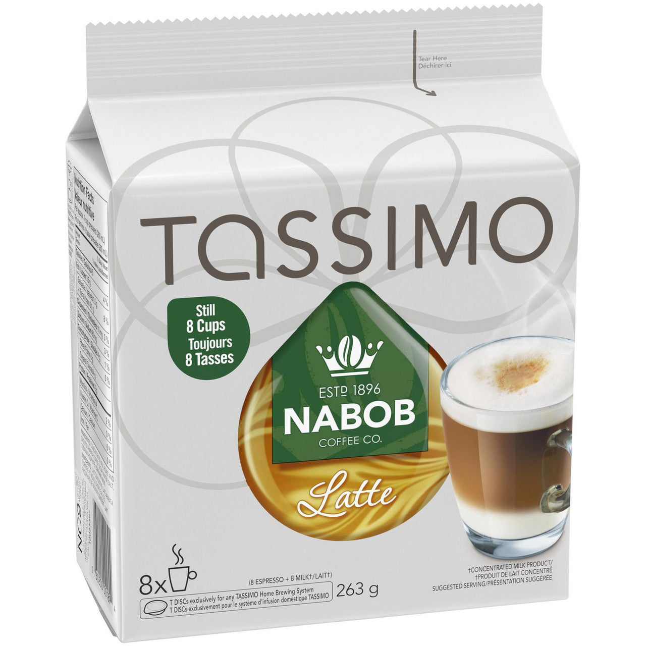 Tassimo Nabob Latte Single Serve T-Discs 8 Lattes (2 Pack) {Imported from Canada}