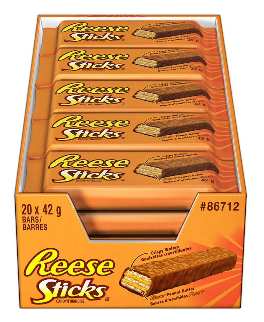 REESE STICKS Chocolate Peanut Butter Candy, 20ct, (42g/1.5 oz) per bar {Imported from Canada}