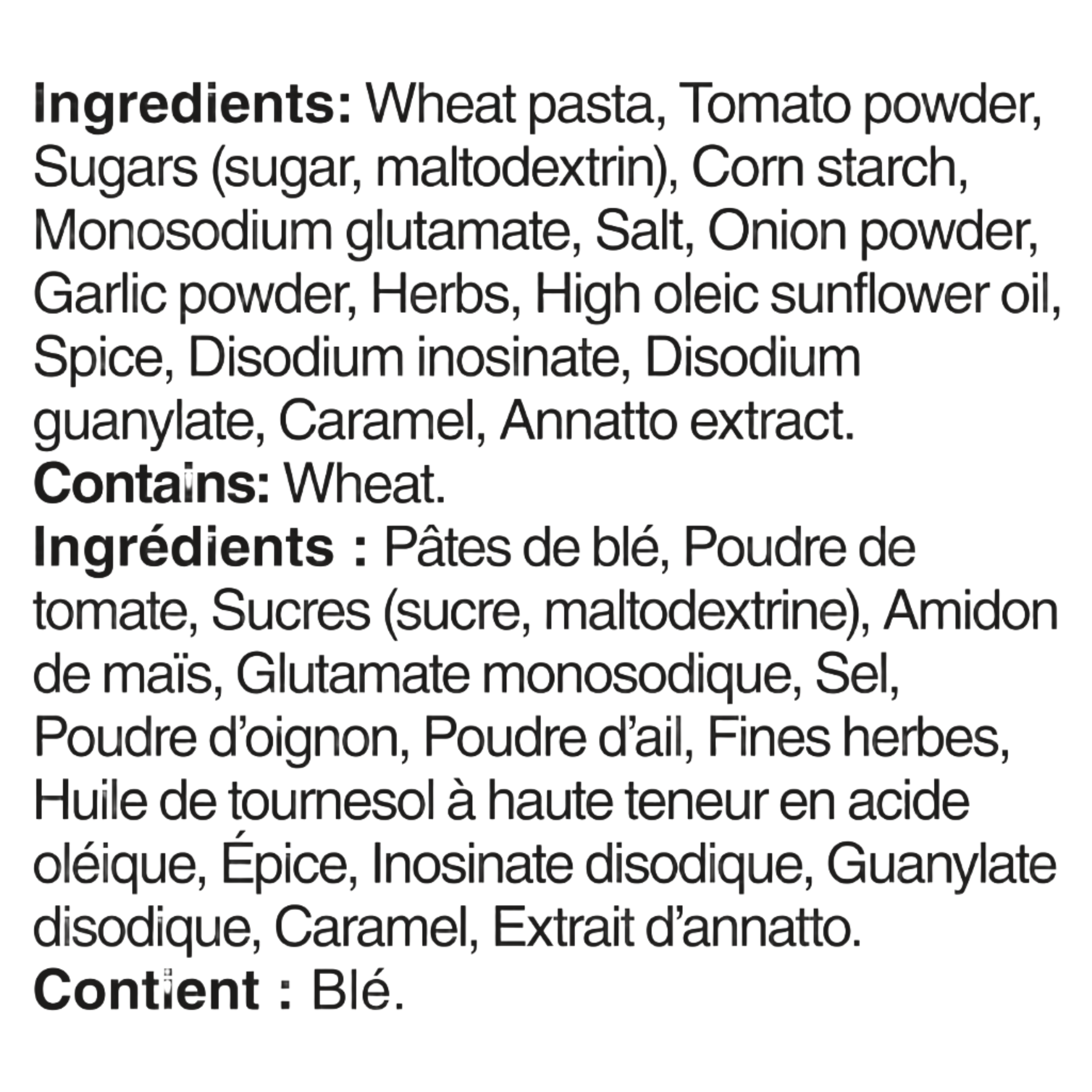 Knorr Marinara Sidekicks Ingredients Label