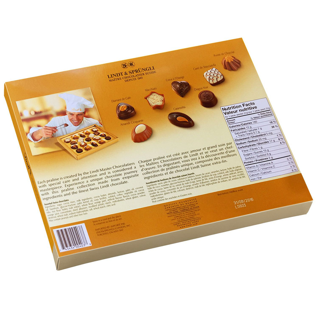 Lindt Swiss Luxury Selection Assorted Chocolate Pralines Gift Box, 195g/6.8 oz. {Imported from Canada}