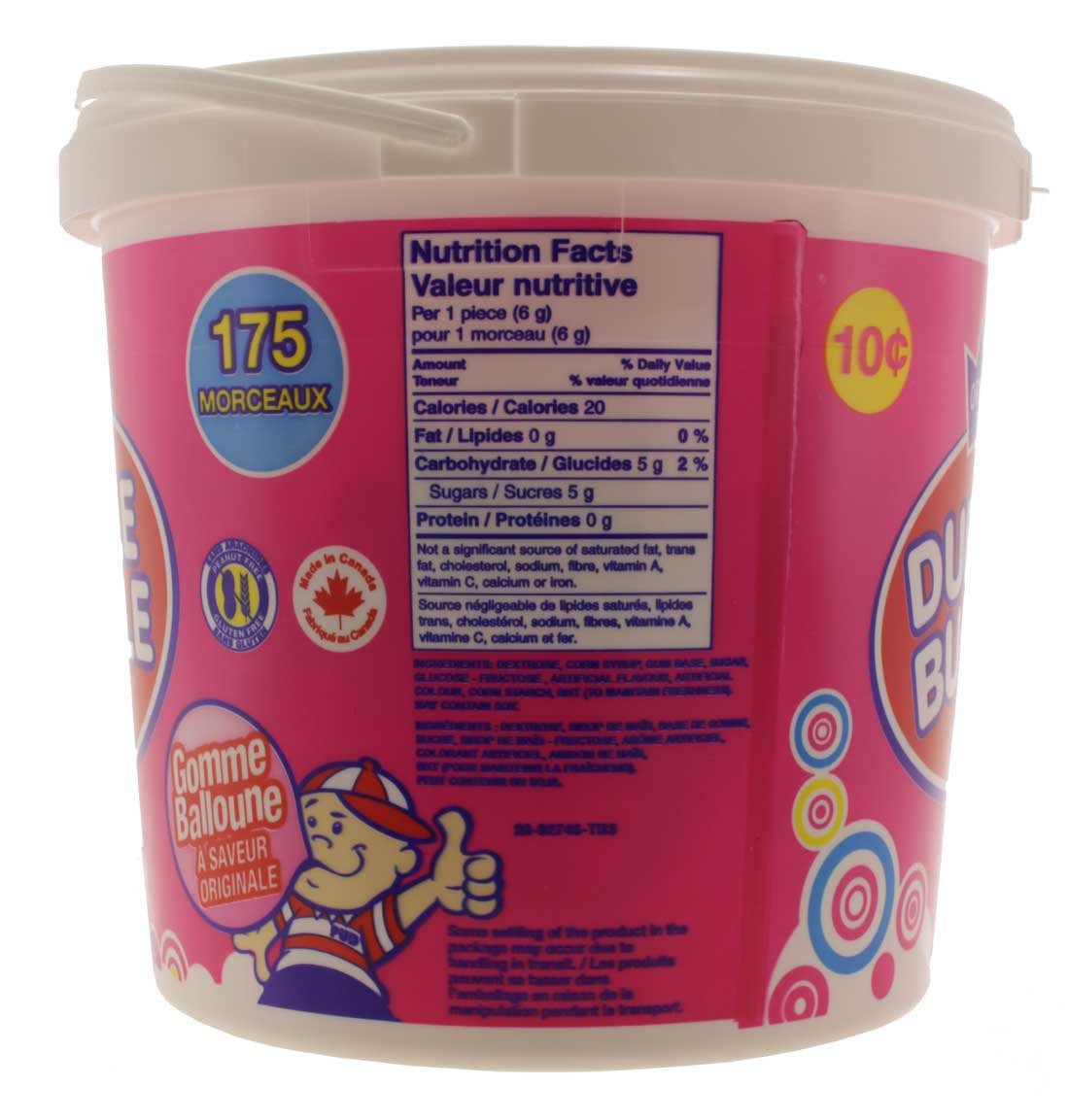 Dubble Bubble Classic 175 count Bubble Gum Tub - 1.05kg/2.3lbs., {Imported from Canada}