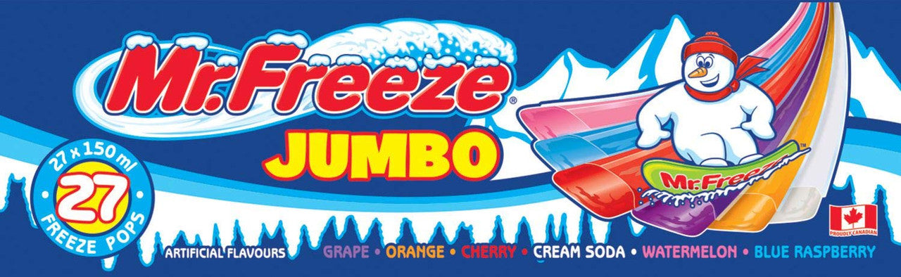 Mr. Freeze Jumbo Ice Pops 27x150ml Freeze Pops {Imported from Canada}