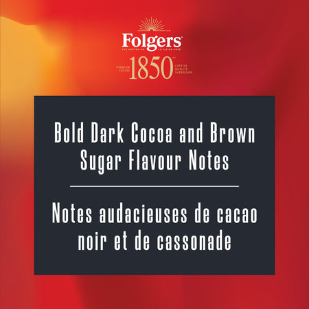 Folgers,1850 Midnight Gold Ground Coffee, 340g/12 oz. - Flavor Label