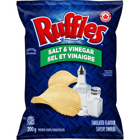 Ruffles Salt & Vinegar Potato Chips, 200g/7.1 oz. Bag {Imported from Canada}